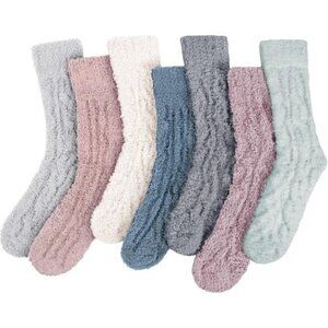 7-Pair Women’s Winter Fuzzy Socks Cozy Fluffy Warm Christmas Gift Set